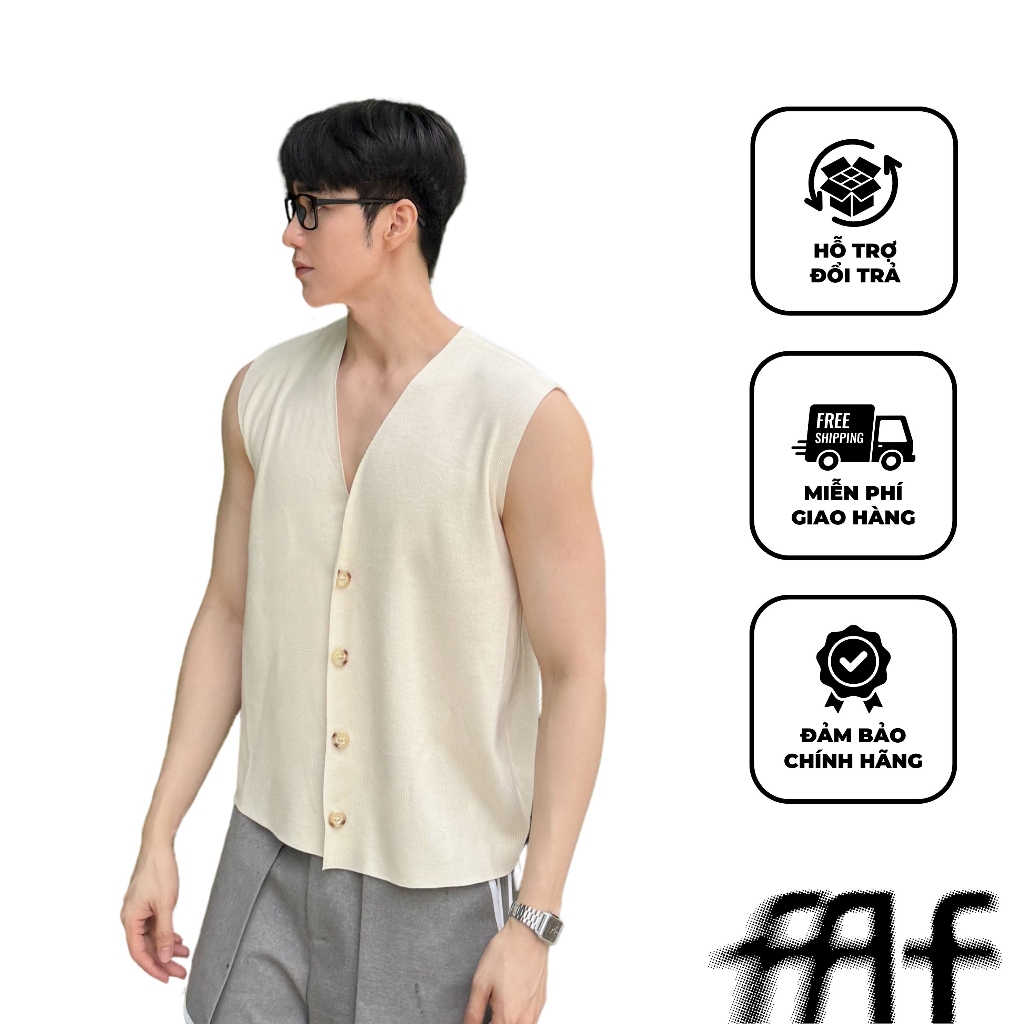 Cardigan nam MetaForm, Áo thun ba lỗ nam chất liệu vải cotton cao cấp, áo form rộng thoáng mát, dễ phối đồ