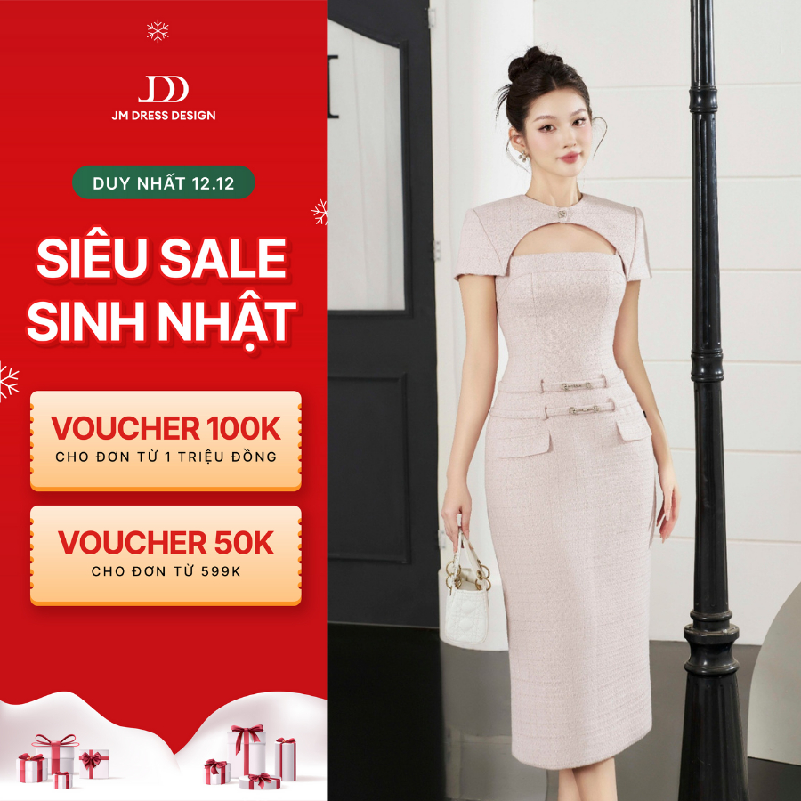 Đầm Tweed thiết kế JM Dress Design cut-out, trùm vai 1F44.2310TW ...