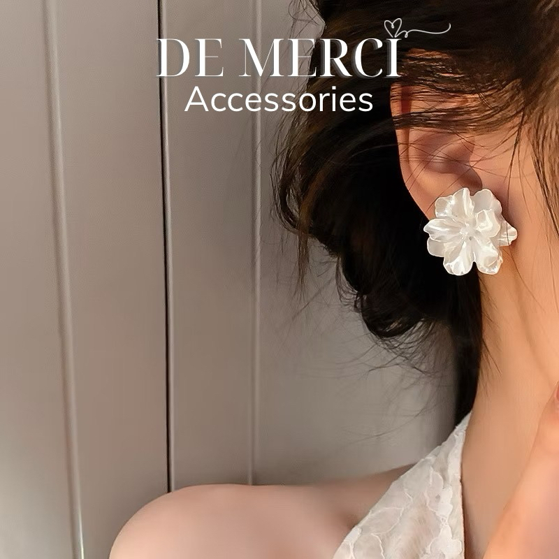 Khuyên tai nữ DE MERCI ACCESSORIES hình Hoa phủ bóng phụ kiện trang sức nữ cá tính BT024