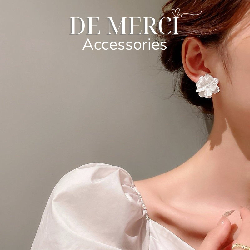 Khuyên tai nữ DE MERCI ACCESSORIES hình Hoa phủ bóng phụ kiện trang sức nữ cá tính BT024