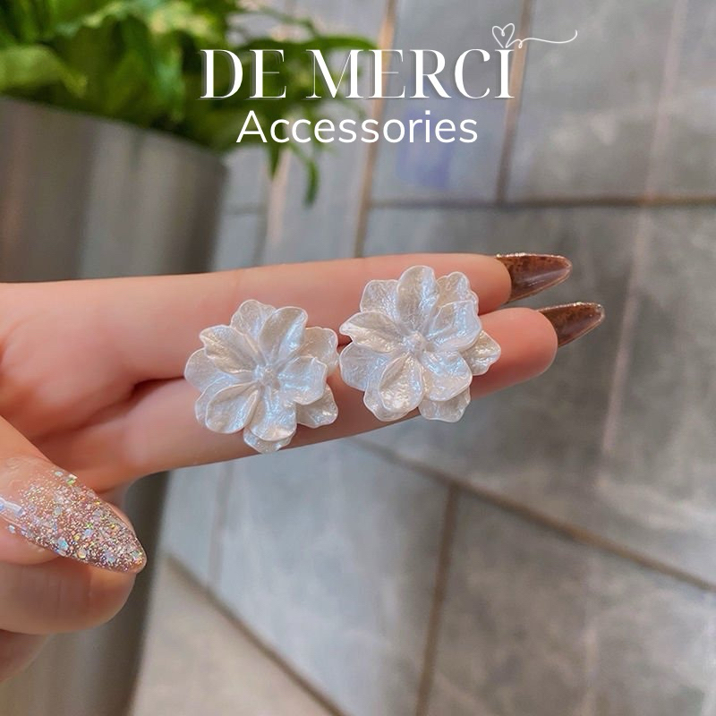 Khuyên tai nữ DE MERCI ACCESSORIES hình Hoa phủ bóng phụ kiện trang sức nữ cá tính BT024