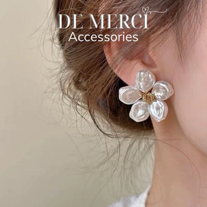 Khuyên tai nữ DE MERCI ACCESSORIES hình Hoa phủ bóng phụ kiện trang sức nữ cá tính BT06
