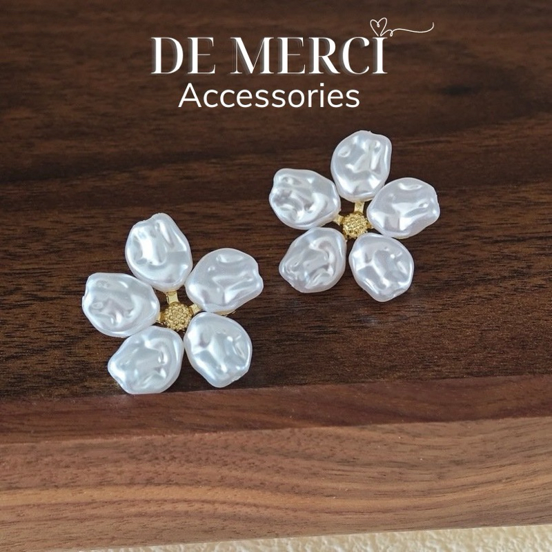 Khuyên tai nữ DE MERCI ACCESSORIES hình Hoa phủ bóng phụ kiện trang sức nữ cá tính BT06