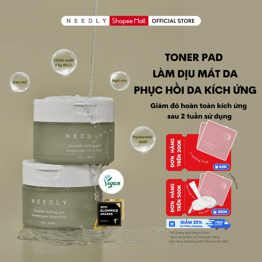 Ảnh Toner Pad Needly Cicachid Chilling Cấp Ẩm Làm Dịu Phục Hồi 200G 70 Miếng 1