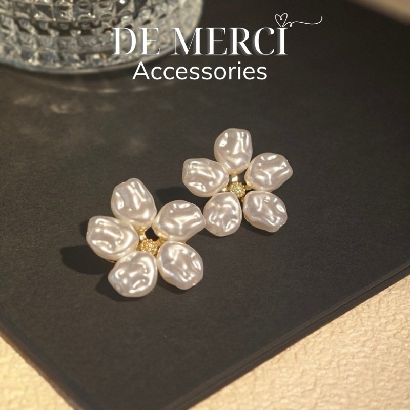 Khuyên tai nữ DE MERCI ACCESSORIES hình Hoa phủ bóng phụ kiện trang sức nữ cá tính BT06