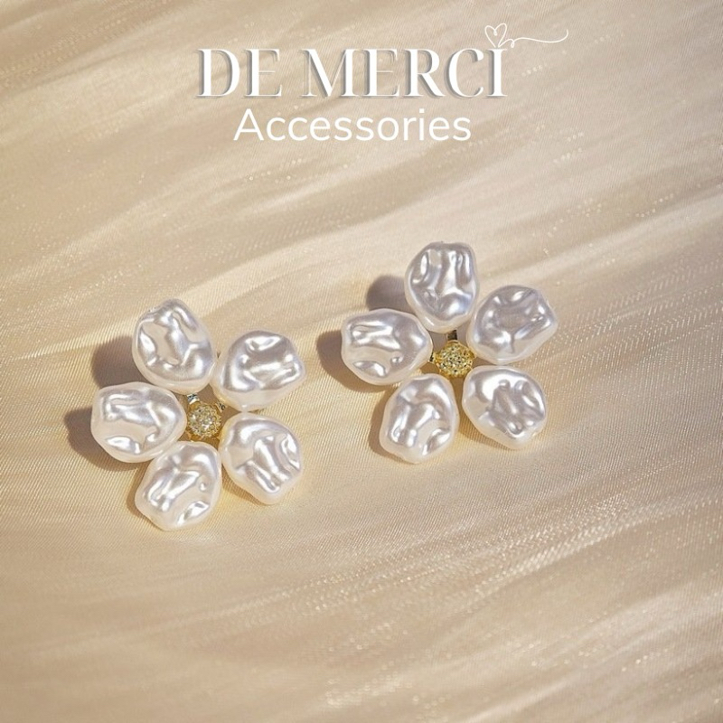 Khuyên tai nữ DE MERCI ACCESSORIES hình Hoa phủ bóng phụ kiện trang sức nữ cá tính BT06