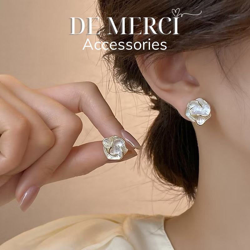 Khuyên tai nữ chuôi bạc 925 DE MERCI ACCESSORIES phong cách tiểu thư xinh xắn BT03