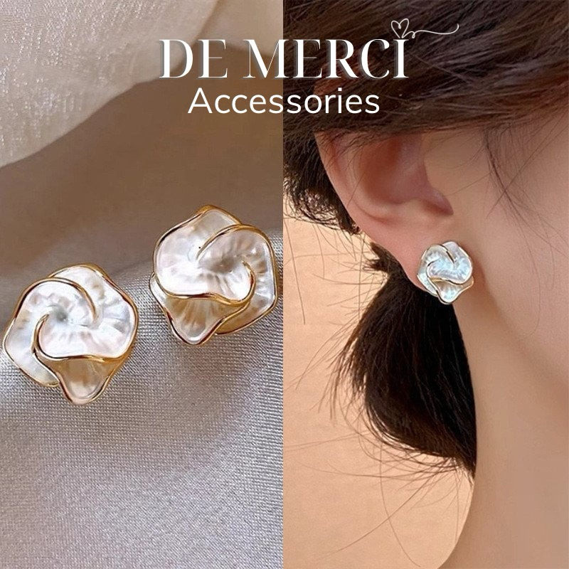 Khuyên tai nữ chuôi bạc 925 DE MERCI ACCESSORIES phong cách tiểu thư xinh xắn BT03