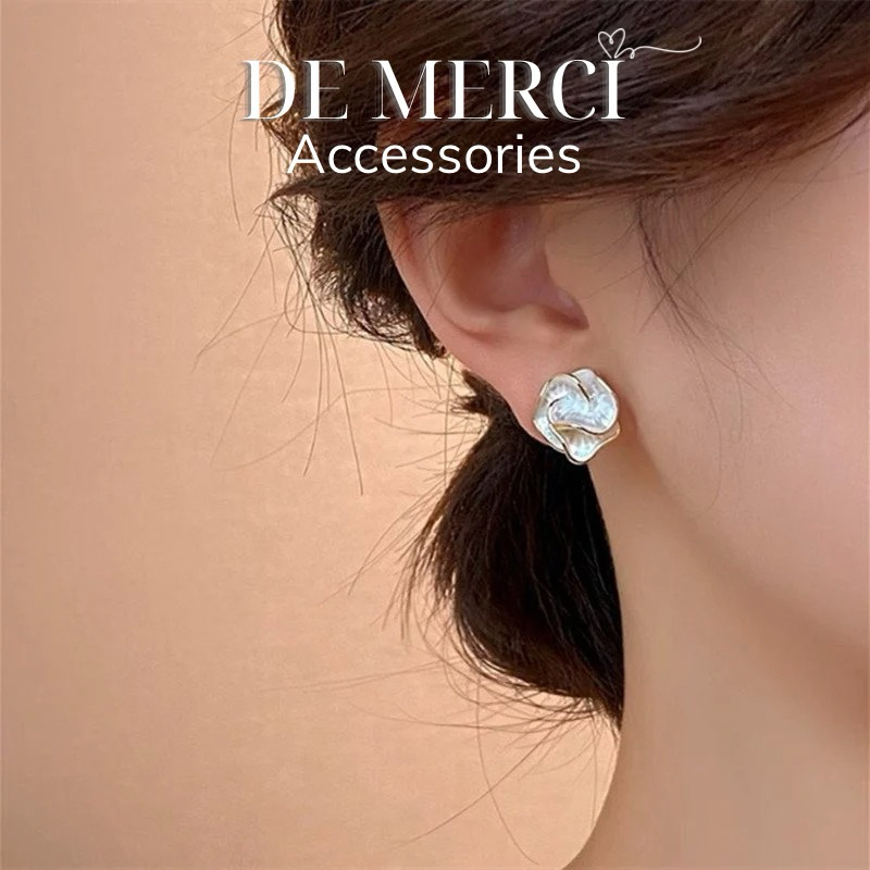 Khuyên tai nữ chuôi bạc 925 DE MERCI ACCESSORIES phong cách tiểu thư xinh xắn BT03