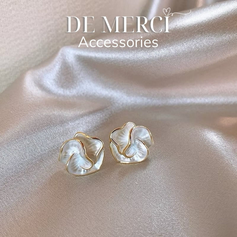 Khuyên tai nữ chuôi bạc 925 DE MERCI ACCESSORIES phong cách tiểu thư xinh xắn BT03