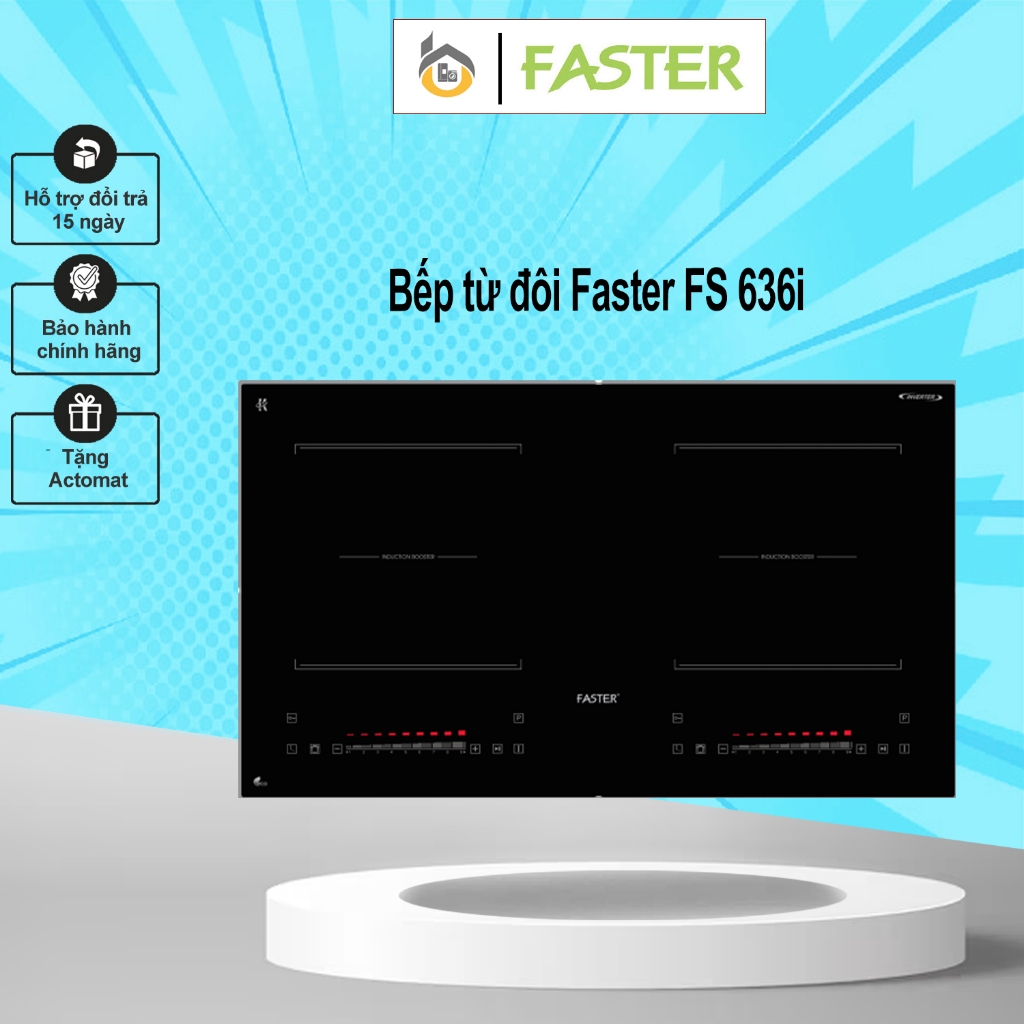 Bếp từ đôi Faster 636i (Model 2024) | Sôi liu riu | Viền bo kim loại ...
