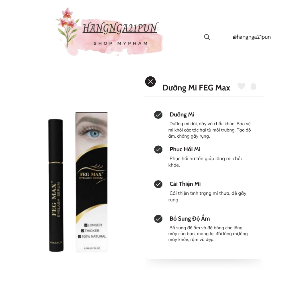 DƯỠNG MI FEG MAX MẪU MỚI LỌ 6ML | Shopee Việt Nam