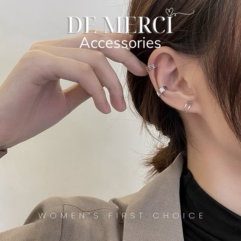 Khuyên tai DE MERCI ACCESSORIES Set 3 chiếc phủ bóng phụ kiện trang sức nữ cá tính BT019