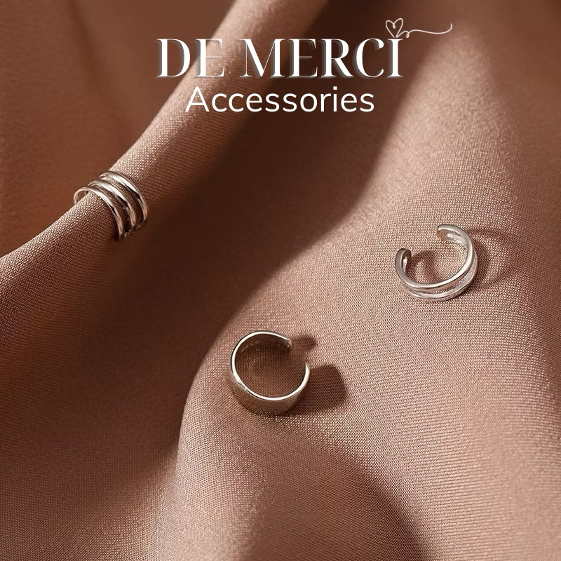 Khuyên tai DE MERCI ACCESSORIES Set 3 chiếc phủ bóng phụ kiện trang sức nữ cá tính BT019