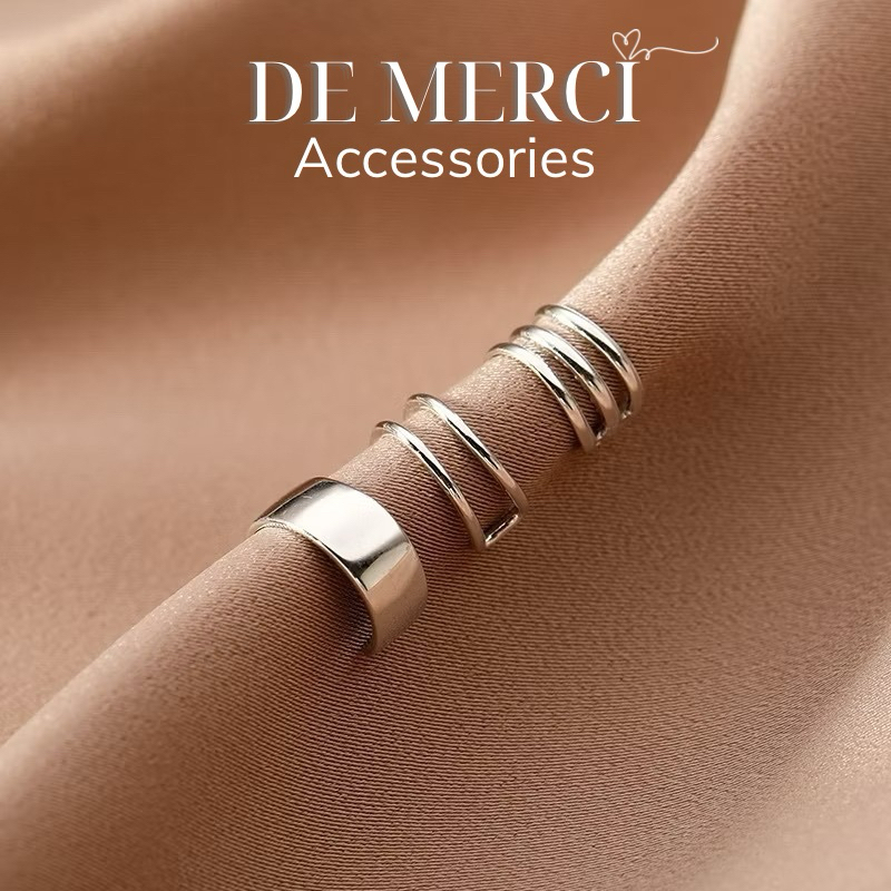Khuyên tai DE MERCI ACCESSORIES Set 3 chiếc phủ bóng phụ kiện trang sức nữ cá tính BT019