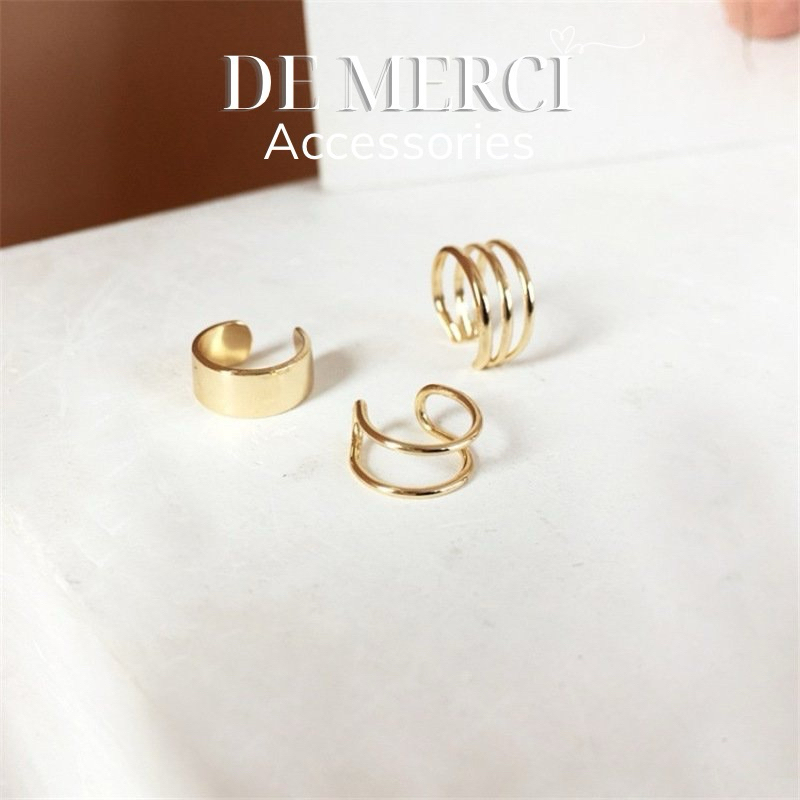 Khuyên tai DE MERCI ACCESSORIES Set 3 chiếc phủ bóng phụ kiện trang sức nữ cá tính BT019
