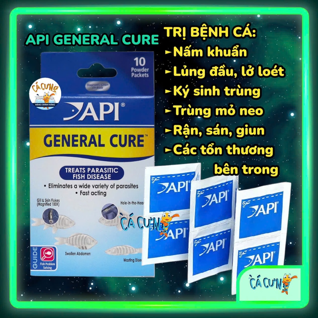 Bột API General Cure cho cá cảnh - Xử lý lở loét, kst, nấm ICH, đường ...