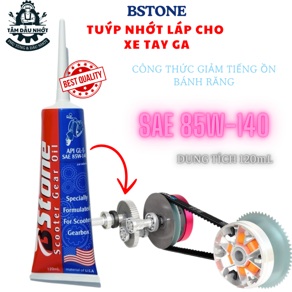 Dầu chống hú láp xe tay ga BSTONE 85W140 GL5 120mL, Chống hú láp hiệu quả