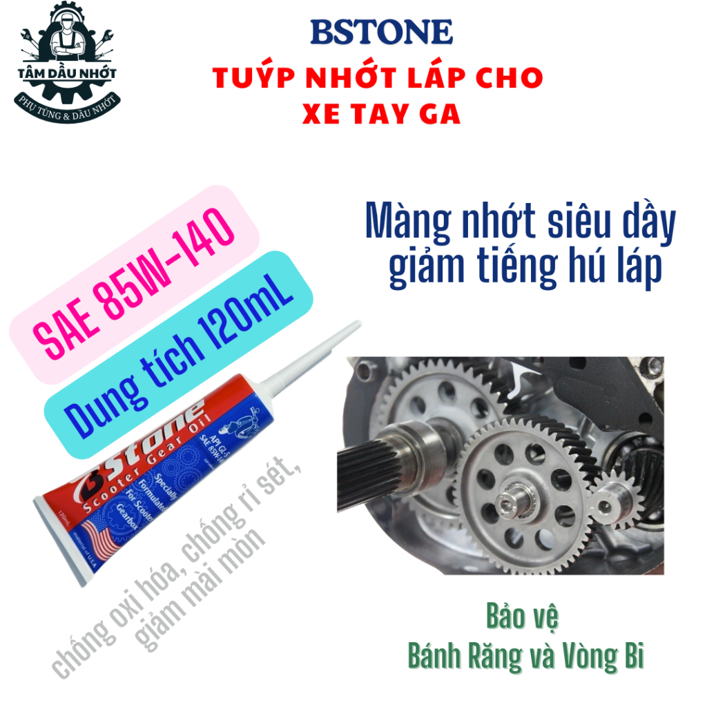 Dầu chống hú láp xe tay ga BSTONE 85W140 GL5 120mL, Chống hú láp hiệu quả