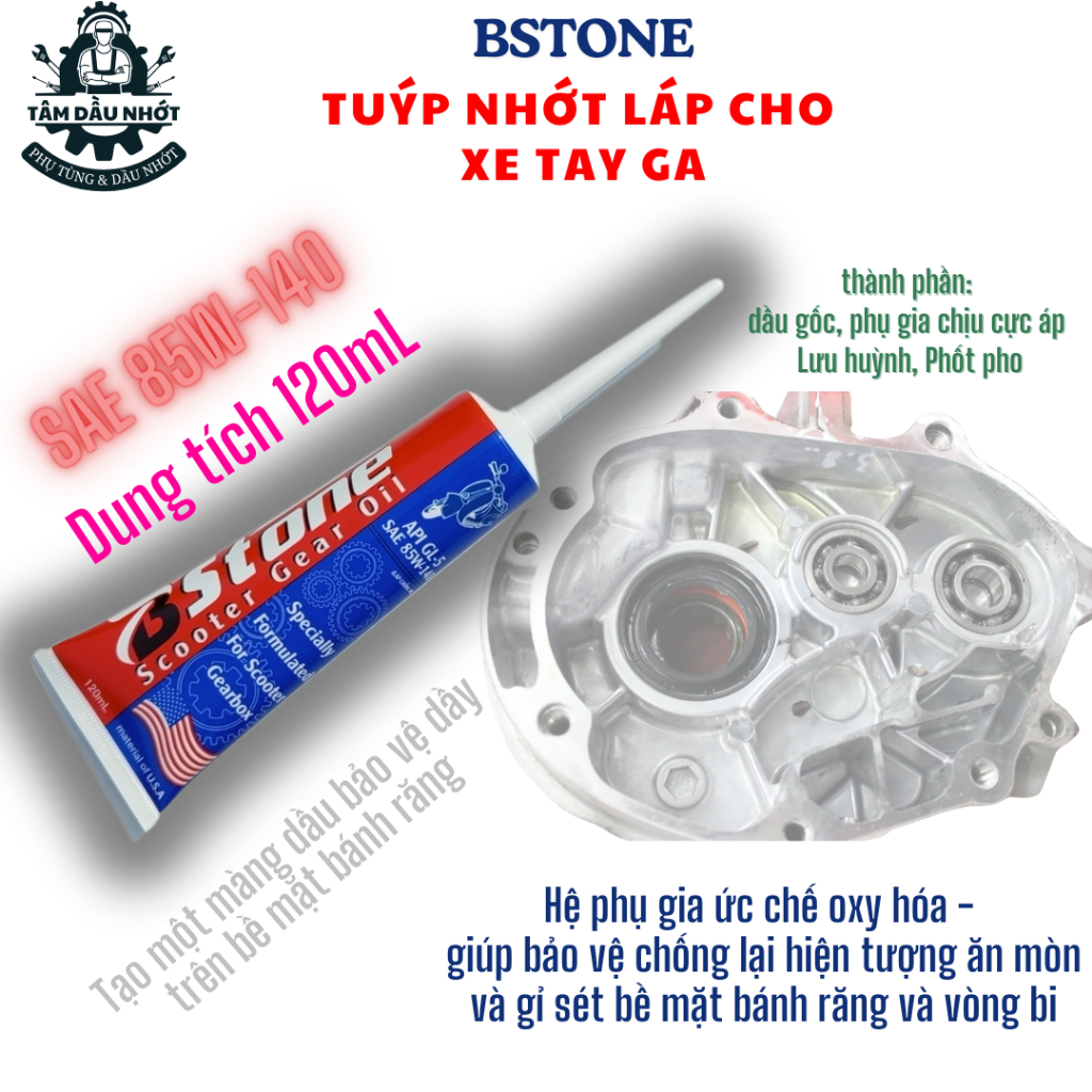 Dầu chống hú láp xe tay ga BSTONE 85W140 GL5 120mL, Chống hú láp hiệu quả