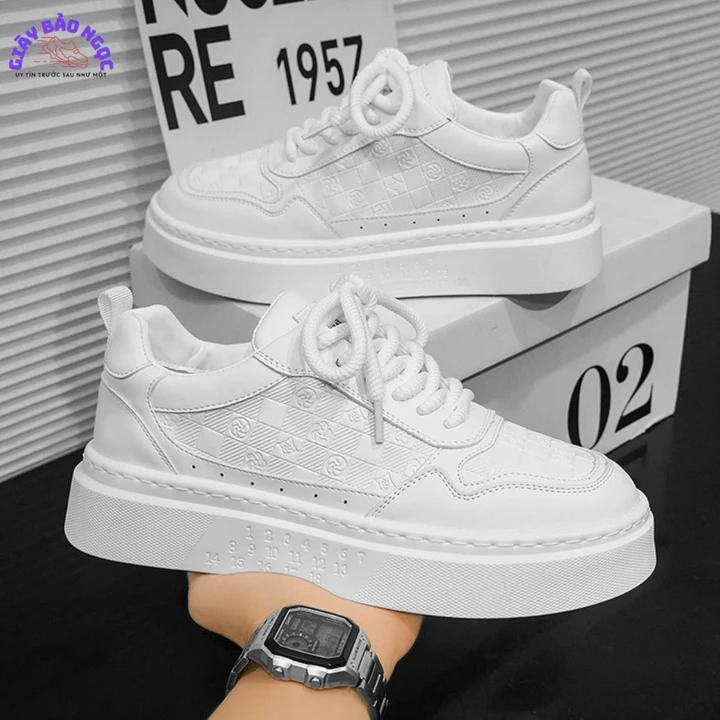 Giày Nam Sneaker Họa Tiết M10 Độn Đế Tăng Chiều Cao Kiểu Dáng Hàn Quốc