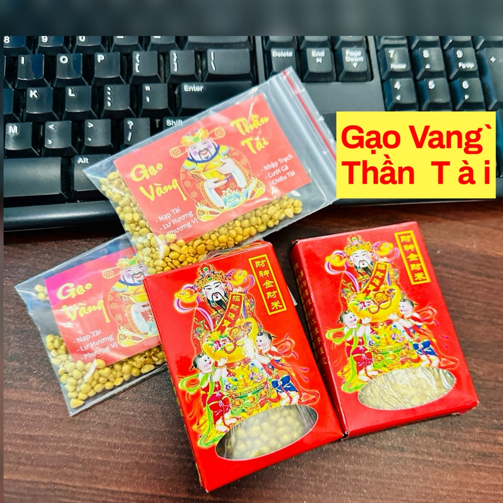 [Sẵn Hàng] Gạo Vàng Thần Tài , Thờ Cúng Ban Thần Tài - có loại Hộp Và Loại Túi