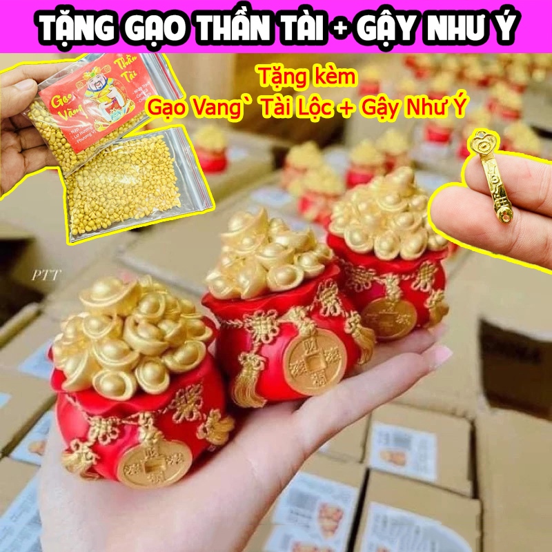 Hũ đựng muối gạo tài lộc túi thân tài may mắn để ban thờ trang trí nhà cửa chum vàng chiêu thần tài