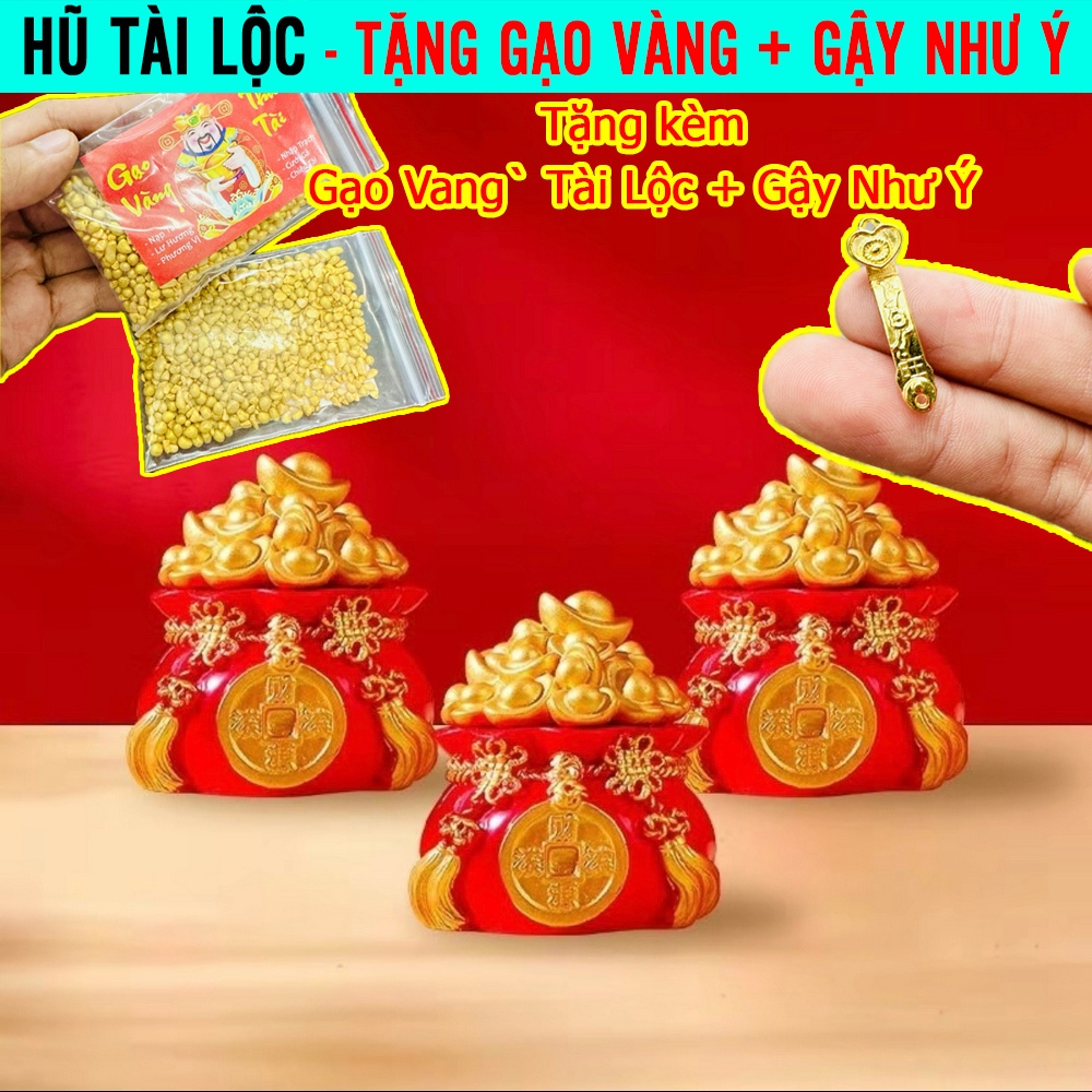 Hũ đựng gạo muối nước thần tài chum chiêu tài tộc may mắn trang trí ban thờ thần tài