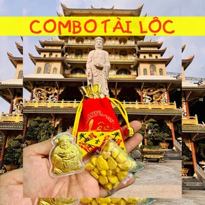 Túi Tài Lộc 2026 gồm Vía Thần Tài Mạ Vàng + 1 Túi Vàng + 2 phù Binh` An