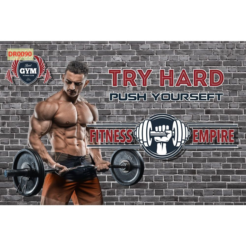 Tranh lụa 3D dán tường mẫu trang trí phòng gym cao cấp