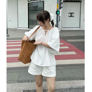 Áo tay lỡ phồng form babydoll | 𝐒𝐎𝐌𝐒 | 𝐎𝐯𝐚𝐥 𝐓𝐨𝐩