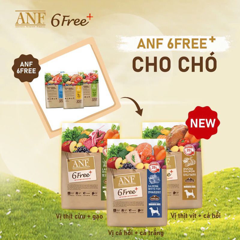 [1.6KG - 5.6KG] Hạt ANF 6Free+ Cho Chó Nhỏ Hạt Nhỏ, Đẹp Lông, Nhiều Vị - Nhập Hàn