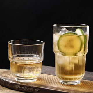 Bộ 6 Ly thủy tinh 170ml 240ml 350ml, cốc thủy tinh khía đáy chịu nhiệt uống cafe, nước ép, soda