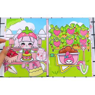 Đồ chơi bóc dán ngôi nhà sữa dâu của Melody - búp bê giấy Pighandmade