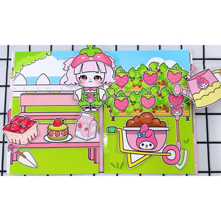 Đồ chơi bóc dán ngôi nhà sữa dâu của Melody - búp bê giấy Pighandmade