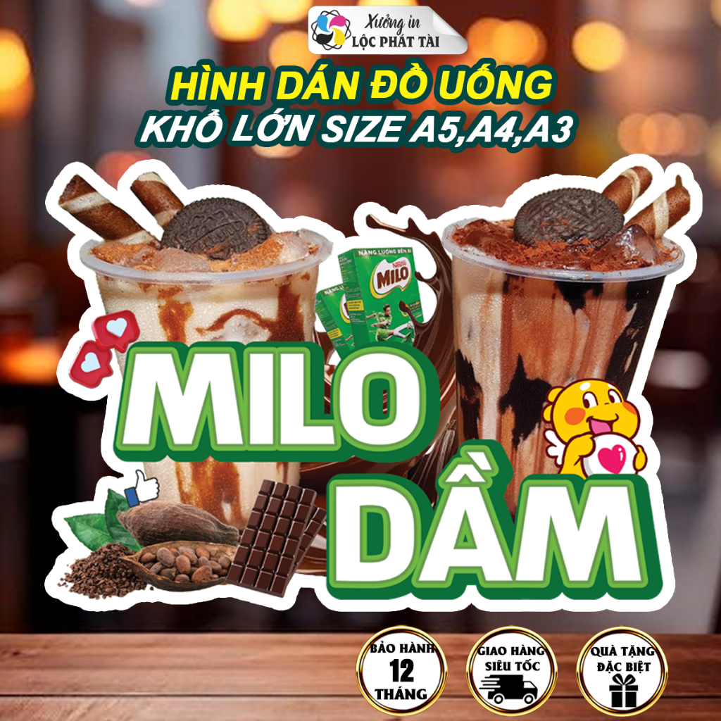 Decal sẵn keo MILO DẰM chống nước chống nắng bền màu đắt khách Lộc Phát ...