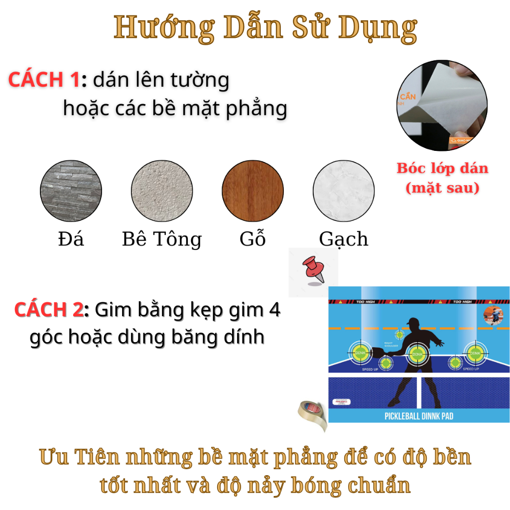 Tranh 5D tập pickleball tại nhà DINK PAD chất lượng in sắc nét chất liệu Xịn cán nhiều lớp siêu bền