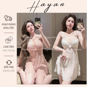 HT17 Váy ngủ 2s sexy triết eo có GỌNG kèm ĐỆM LÓT,Đồ ngủ ren xuyên thấu gợi cảm tôn dáng HT17