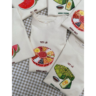 [Collection Ẩm thực ngày xuân] Áo thun gia đình Tết in hình Tết là món ăn chất Cotton mềm mịn