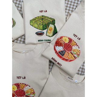 [Collection Ẩm thực ngày xuân] Áo thun gia đình Tết in hình Tết là món ăn chất Cotton mềm mịn