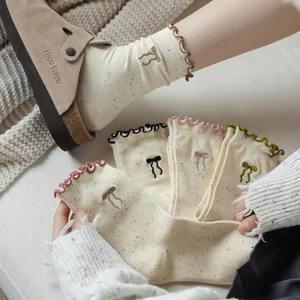 Set 10 Đôi Tất Cổ Nhún Phối Viền Bèo Hoạ Tiết Nơ Dễ Thương