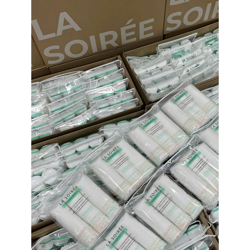 Bông tẩy Trang 100% Cotton La Soirée gói 225 miếng tròn - hạn 2028  IS406