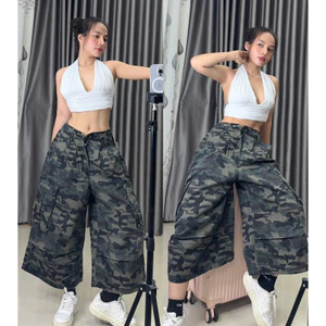 Quần Jean Lửng Camo Túi Hộp Ống Rộng Cá Tính Unisex Dày Dặn Chất Lượng Cao Phong Cách Ngầu M.I.O STORE