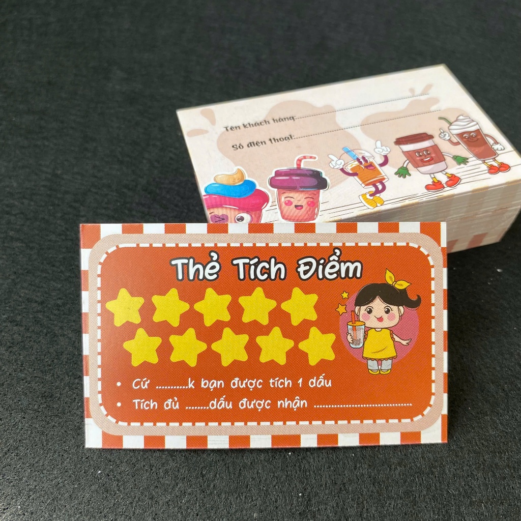 100 THẺ TÍCH ĐIỂM TRÀ SỮA - CARD TÍCH ĐIỂM COFFEE- PHIẾU TÍCH ĐIỂM GIẢI KHÁT