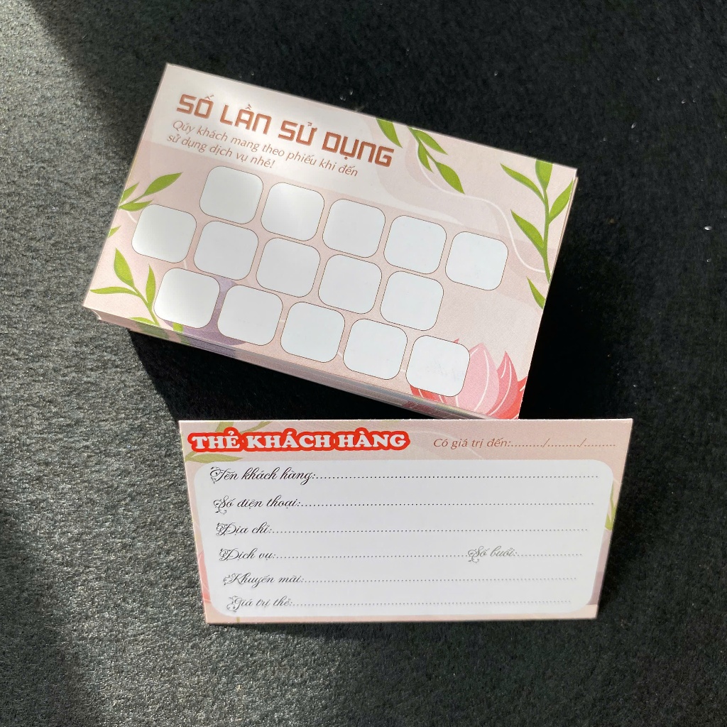 100 Thẻ liệu trình SPA - Thẻ dịch vụ SPA -KÍCH THƯỚC 9x5.4CM