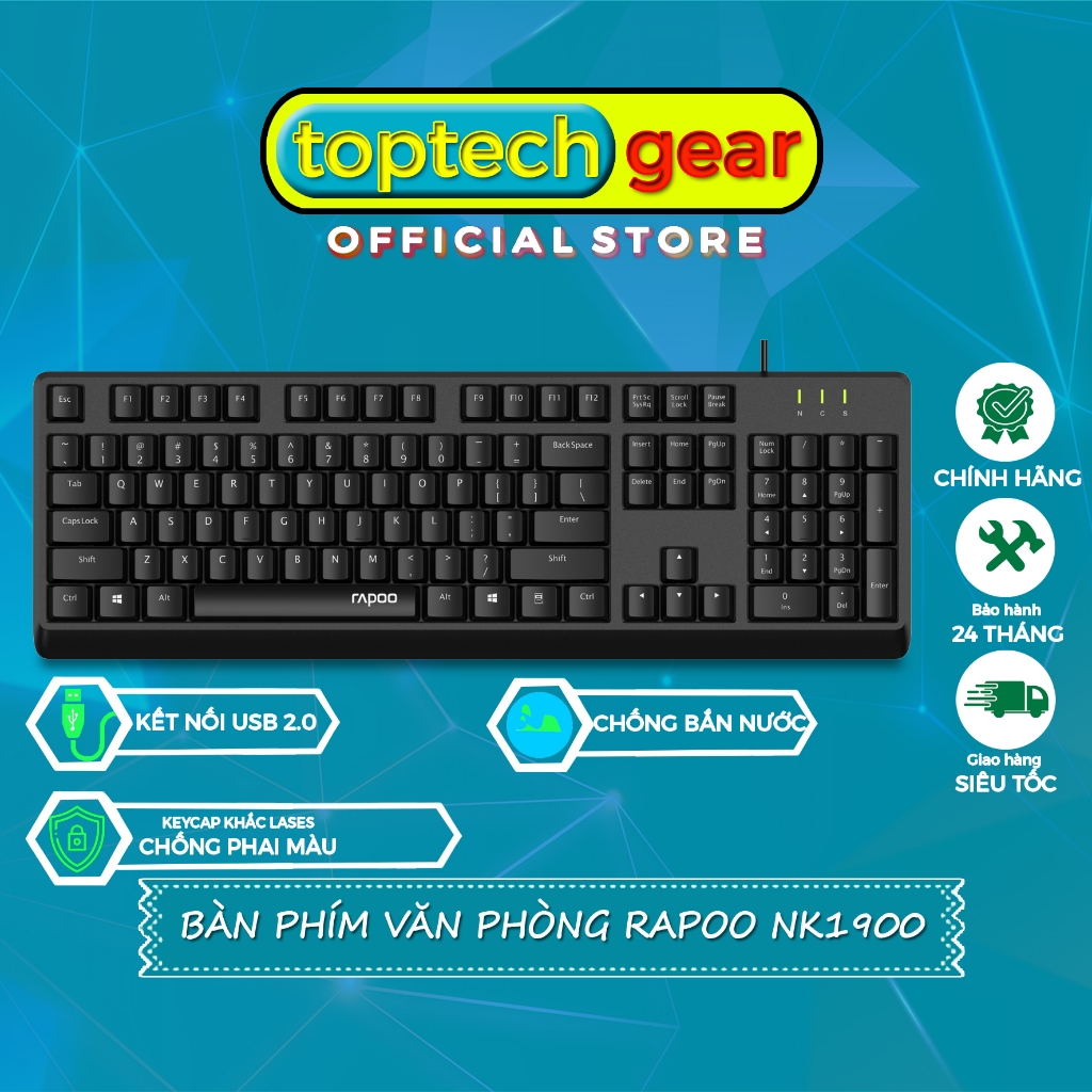NK1900 Bàn phím có dây RAPOO Kết nối USB | Shopee Việt Nam