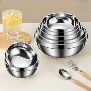 Bộ COMBO 10 Chén Bát Inox kiểu Hàn Quốc 2 lớp cách nhiệt Chubby Chef 11-20CM đủ kích cỡ