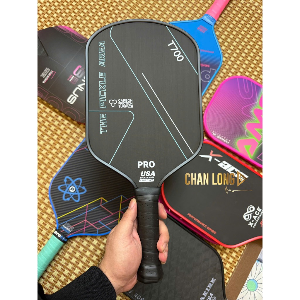[TẶNG CUỐN CÁN] Vợt Pickleball T700 Pro Chính Hãng CHANLONG Full Carbon 16mm Mặt Nhám Cho Thi Đấu, Luyện Tập, Mới Chơi