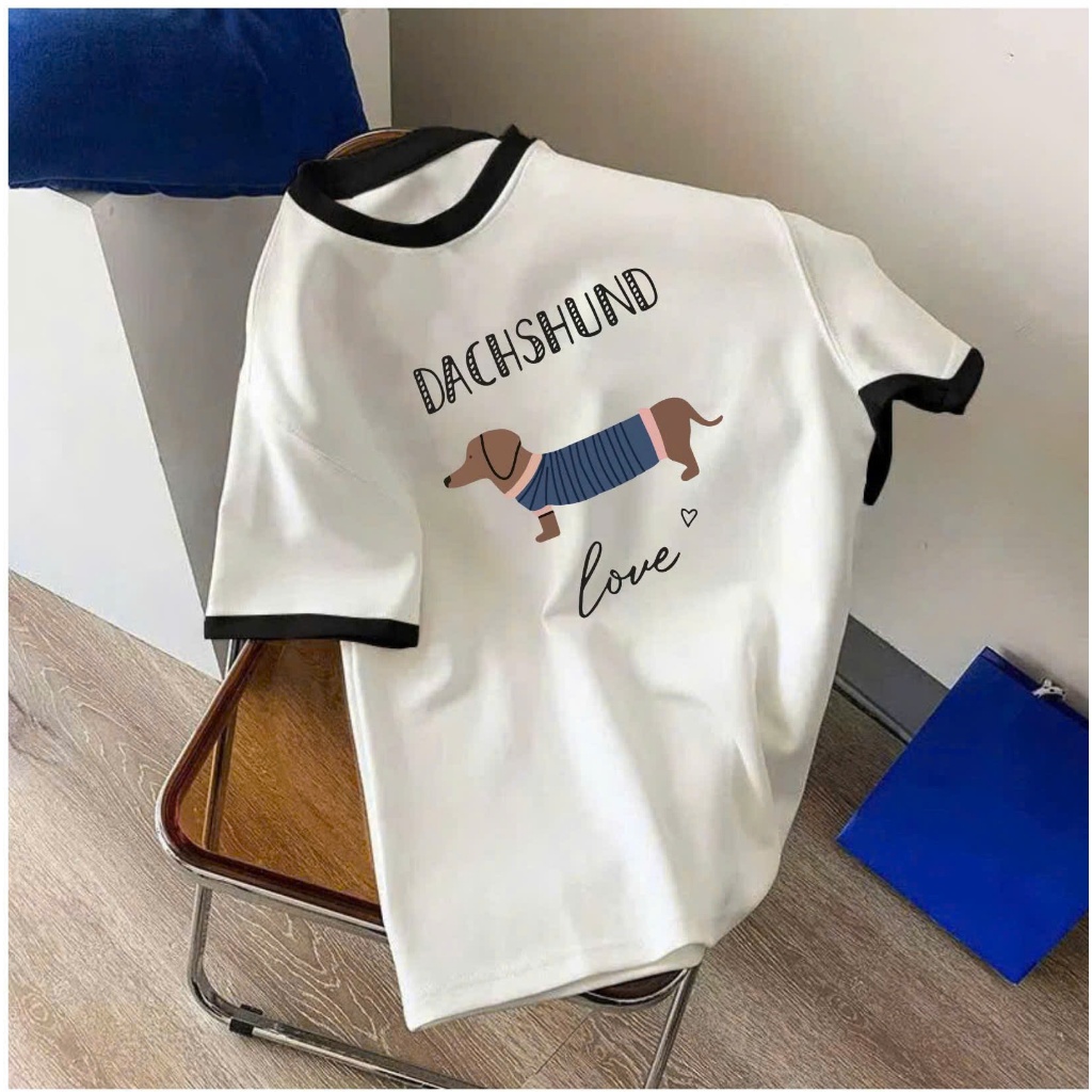 Áo thun Trắng bo viền in hình siêu xinh JULY FASHION, Áo thun nữ Chất Cotton 4 chiều thấm hút mồ hôi in hình trẻ trung