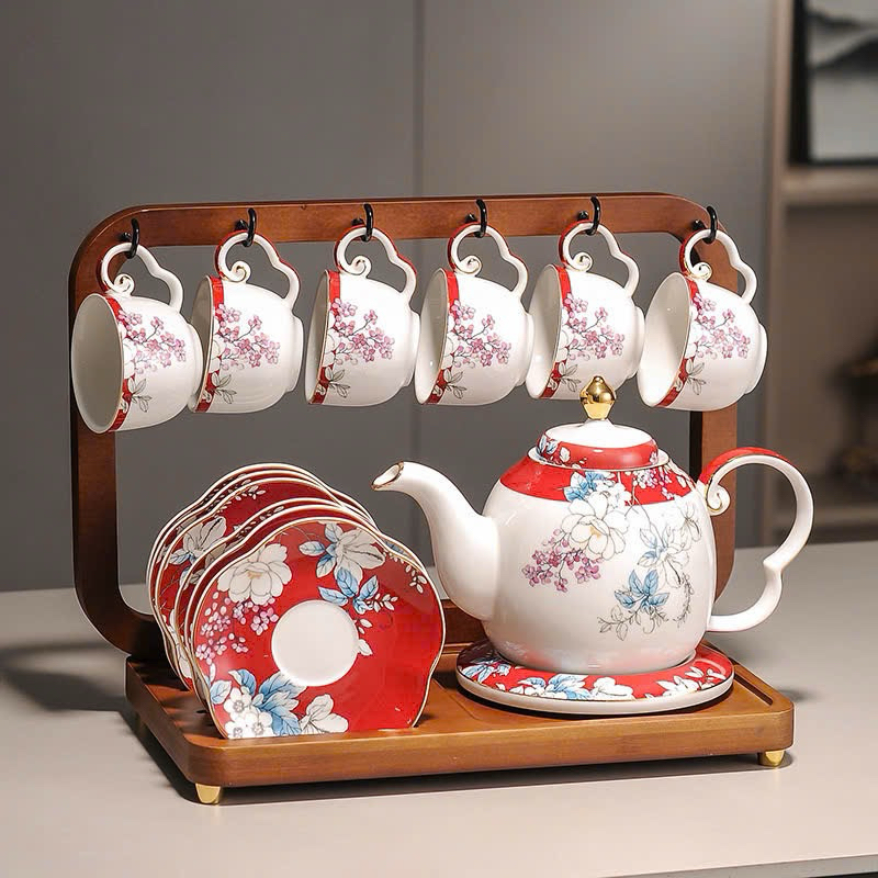 Bộ ấm trà bằng sứ| Quà tặng tân gia 